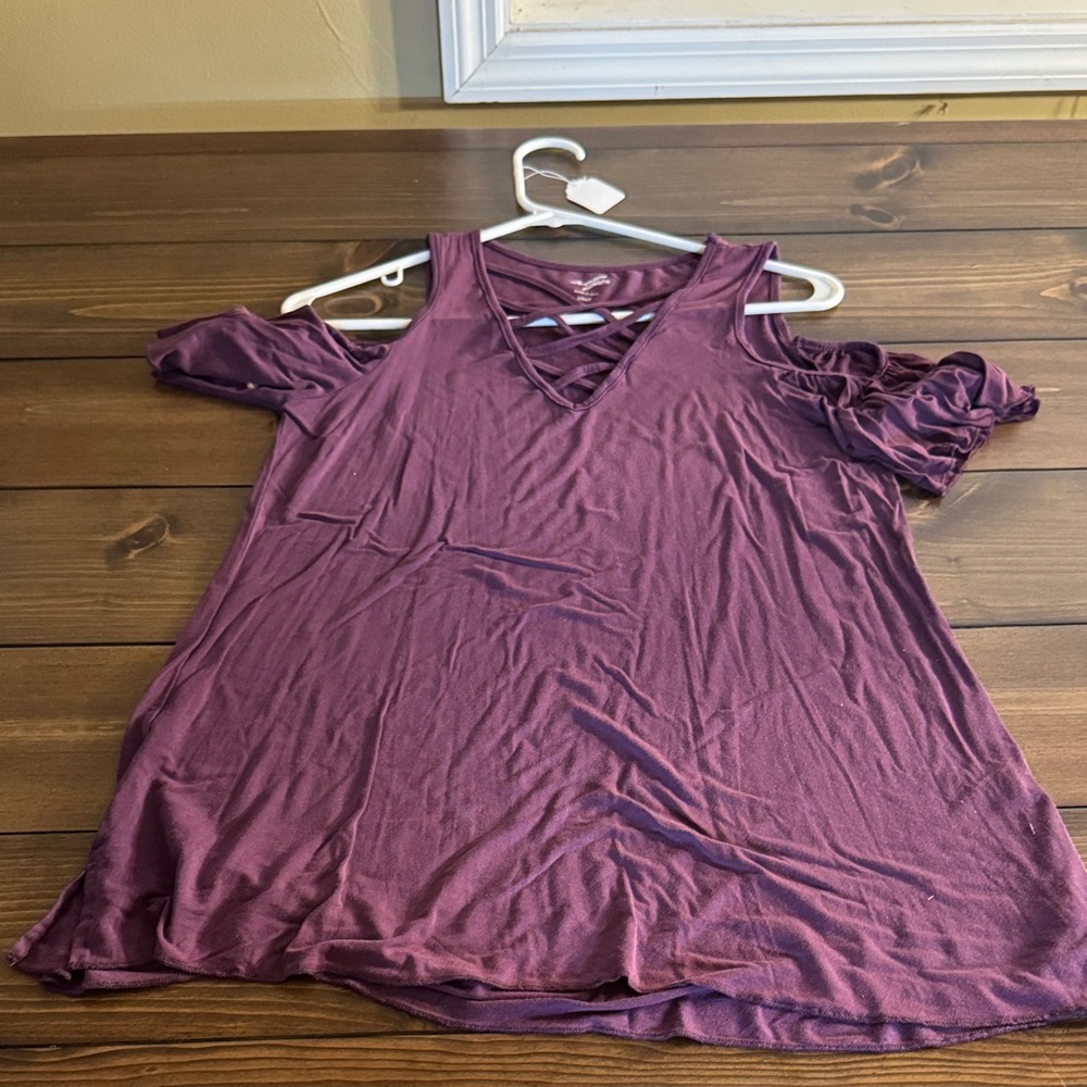 Alya Plum Cold Shoulder Blouse